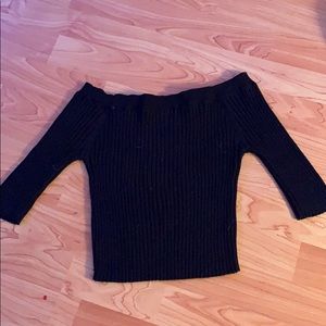 Black ribbed off the shoulder top